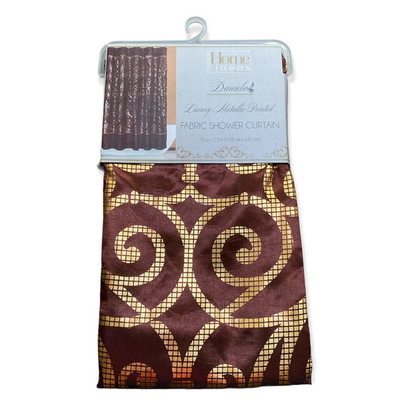NEW Creative Home Ideas Daniela Shower Curtain 70"x72", Luxury Metallic Printed - Picture 1 of 4